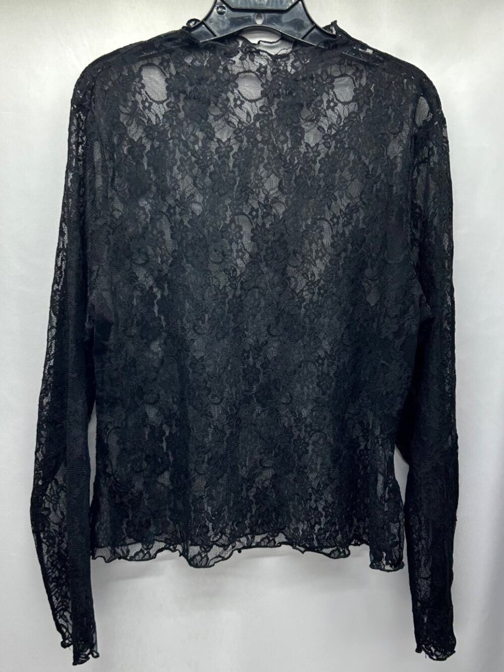 Sheer Floral Lace Long Sleeve Mock Neck Top